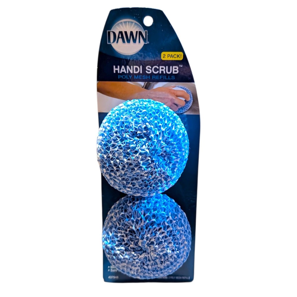 Dawn Handi Scrub Poly Mesh Refills 2 Pack Blue Medium Duty Non-Stick Safe 437948